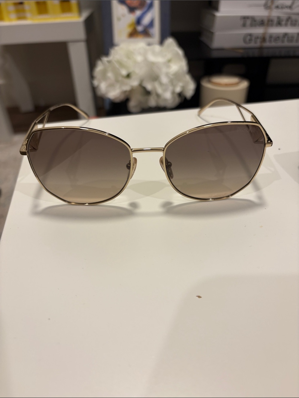 Prada Gold Frame Brown Gradient Women's Sunglasses